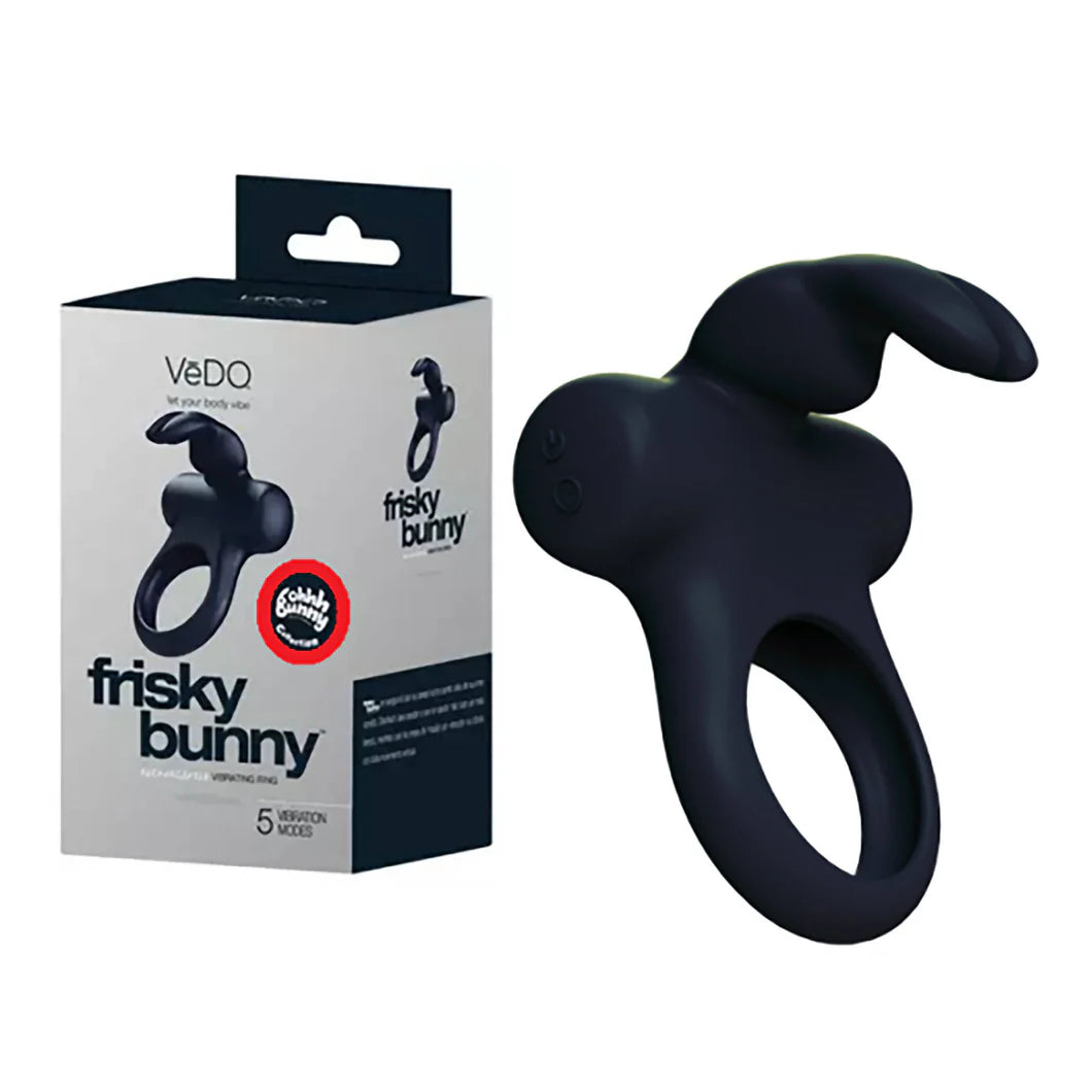 Frisky Bunny Vibrating Ring in Black Pearl