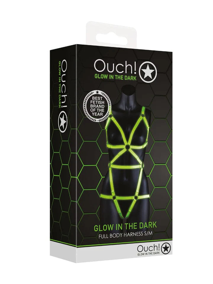 Ouch! Glow In The Dark Full Body Harness in S/M