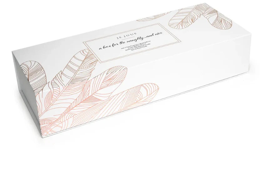 NICE AND NAUGHTY GIFT SET: WHITE, PINK - CANDLE, AMI, G-SPOT BULLET, TREAT CARDS